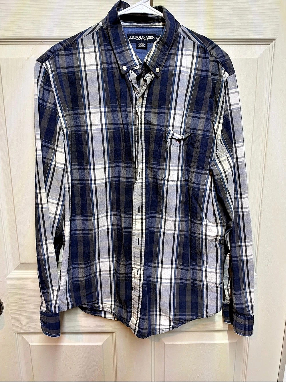 U.S. Polo Assn. Men's Plaid Cotton Shirt Size Large Like New
